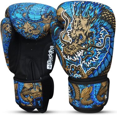 Боксерські рукавички BUDDHA FIGHT WEAR Dragon для тренувань і спарингів з муай-тай та кікбоксингу, унісекс, декілька кольорів, вага 300-360 г