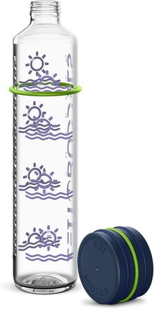 Мотиваційна скляна пляшка 1000 мл 1 л пляшка для пиття з нагадуванням про маркер часу, підходить для коенової кислоти, не містить бісфенолу А, герметичний, не розбивається, SUNBEAM, (темно-синій)