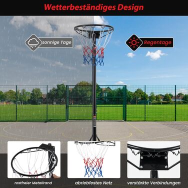 Баскетбольне кільце COSTWAY для вулиці, портативна баскетбольна стійка 260-305 см з регулюванням висоти, кільце з наповнюваною підставкою та колесами, баскетбольне кільце без задньої стінки для дітей дорослих