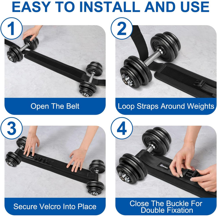 Пояс тяги стегнами Bosaen, пояс з гантелями з нековзною підкладкою товщиною 6,5 мм для безпеки та скидання тиску, пояс Booty з більшим навантаженням, простий у використанні з гантелями, гирями