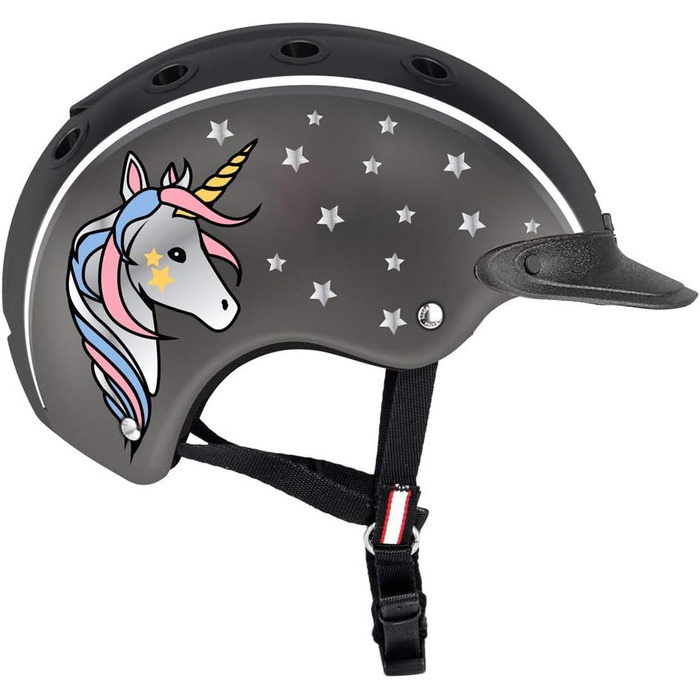 Дитячий шолом для верхової, вело- та лижної їзди Casco NORI Unicorn black/grey (чорно-сірий (єдиноріг), XS (50-52см))