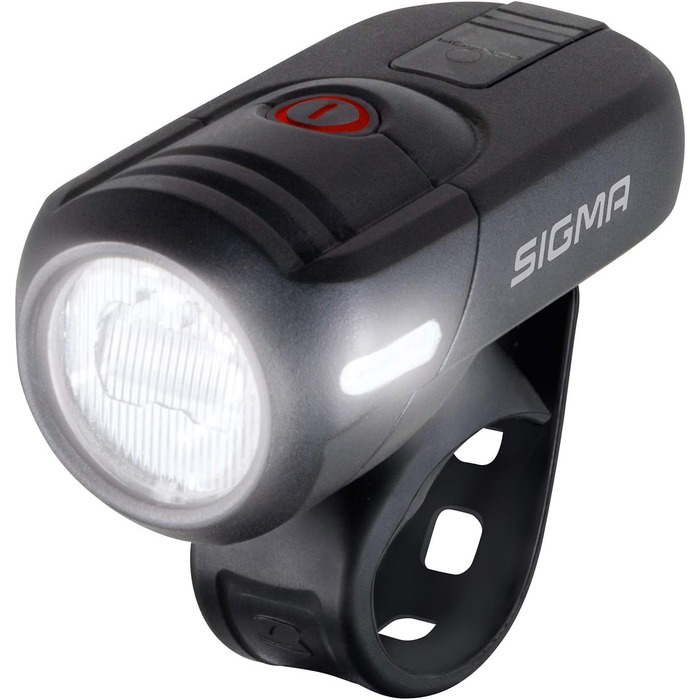 SIGMA Aura 45 – велосипедна LED фара 45 Люкс, акумуляторна, водостійка, 3 режими, переднє світло, StVZO
