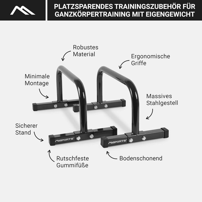 Низькі фітнес-паралетки Minibarren Professional LxWxH 60x35x29 см Бруси для віджимань Grips (чорний)