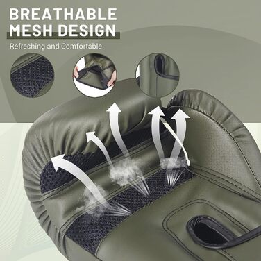 Жіночі боксерські рукавички FIVING Pro Style 10oz, PU шкіра, для тренувань, муай-тай, спарингів, боксу, зелений колір