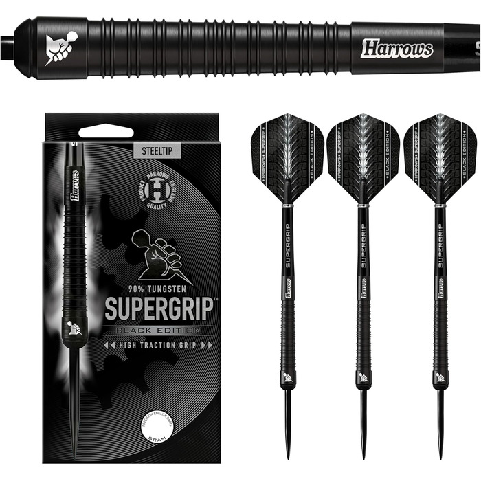 Борони SUPERGRIP Black Edition Dartset 90 Вольфрам, 28г з валами та польотами