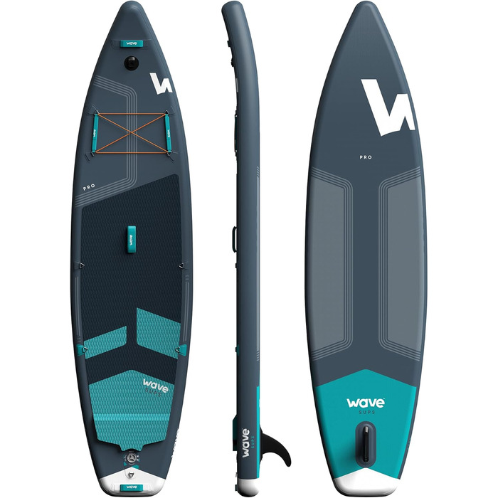 Пакет Wave Pro Professional SUP Надувна дошка для веслування преміум-класу Товщина 15,2 см включаючи аксесуари iSUP, сидіння для заміни байдарки, сумку для перенесення, повідець для щиколотки, ручний насос Широка стійка, нековзна палуба 10 футів темно-син