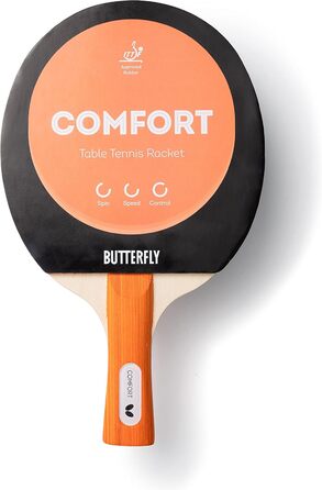 Ракетка для настільного тенісу BUTTERFLY Comfort Професійні ракетки для настільного тенісу для початківців та просунутих гравців Гума чорна/червона з допуском ITTF для змагань Надзвичайно чіпка поверхня