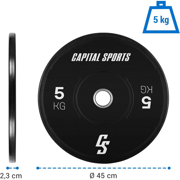 Набір пластин Capital Sports Elongate 2020 2x5 кг, гума, 50.4 мм, чорний