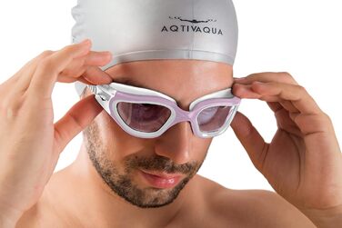 Окуляри для плавання AqtivAqua DX з широким оглядом, UV-захистом, антифогом, герметичні, для басейну та відкритої води, силіконовий ремінець, для дорослих і підлітків
