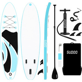 Надувна SUP-дошка SUDOO 10'/10.5'/11' x30/33'' x6'' ультралегка для дорослих і підлітків з рюкзаком, насосом, веслом, страховкою та трьома плавниками