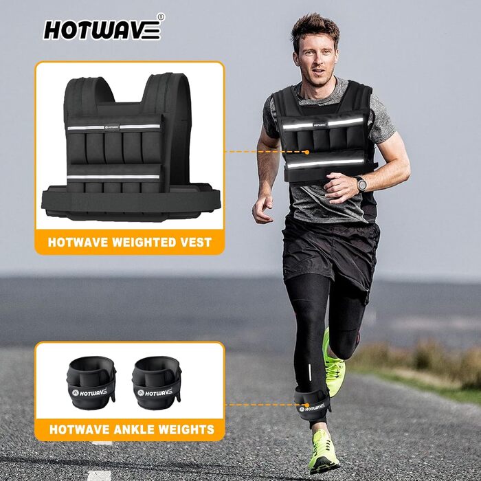 HOTWAVE Жилет-обтяжувач 9,1/14,5 кг, регульований, для бігу