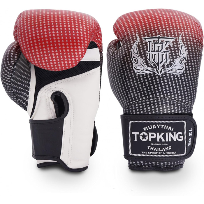 Боксерські рукавички Top King Super Star з дихаючої шкіри для муай-тай та боксу, для тренувань і спарингу, 14 унцій (червоні)