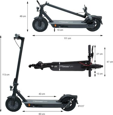 Електросамокат ECD Germany City Explorer Pro, шини 8.5/10', складні