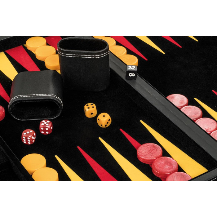 Backgammon Philos Donousa великий, штучна шкіра, чорний/червоний/жовтий