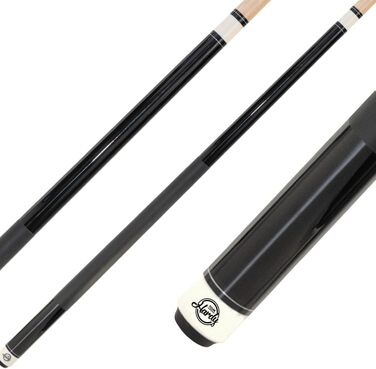 Серія Hardy Pool Billiard Cue Uni, більярдні киї з 2 предметів із ручкою зі штучної шкіри, довжина кия 147 см, багатошарова професійна клейка шкіра 12,5 мм, швидкознімна пряжка з нержавіючої сталі, синій, сірий, чорний (чорний)