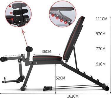 Складна багатофункціональна лава з обтяженнями, регульована похила лава з обтяженнями для тренування всього тіла - тренувальна лава для жиму лежачи або фітнес вдома