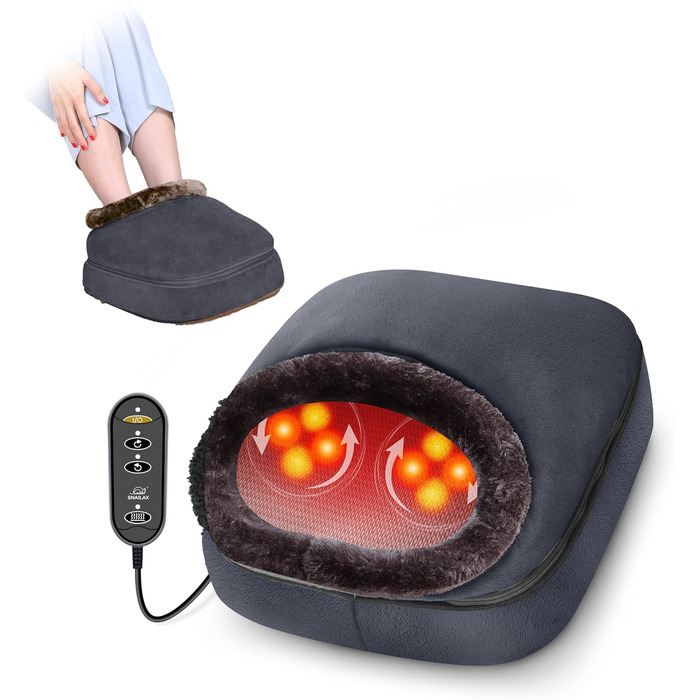 Масажер Snailax 2-в-1 Shiatsu для ніг і спини з теплом, сірий