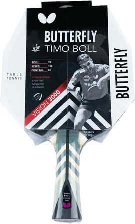 Ракетка для настільного тенісу Butterfly Timo Boll Vision 3000 Ракетка для настільного тенісу Bat TT Професійна ракетка для змагань для технічно просунутих гравців Сертифікована ITTF гума Wakaba Форма ручки увігнутий пучок з кульками