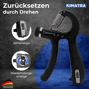Набір силового тренажера KIMATRA з 2 предметів від 5 кг до 60 кг - Набір тренажерів для рук для пальців, кистей і передпліч - Тренажер для пальців з інтегрованою функцією підрахунку чорний