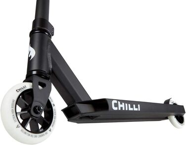 Трюковий самокат Chilli Pro Scooter H82 см Трюкова педаль Скутер чорний/білий наклейка Fantic26 Griptape