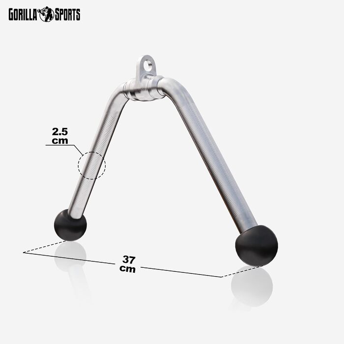 GORILLA SPORTS® Гриф для кросовера — широкий, для біцепса, трицепса, лат, SZ-гриф, хромований, з обертовим шарніром, нековзний — ручки для тягових тренажерів, тренажер передпліччя