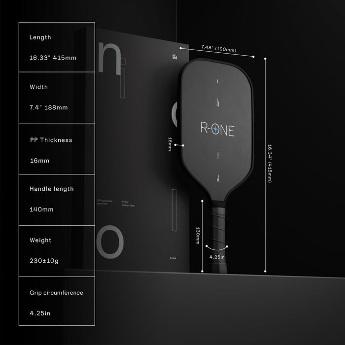 Ракетка для піклболу  R-One Pickleball Paddle 2023, вуглецеве волокно, довга ручка, USAPA