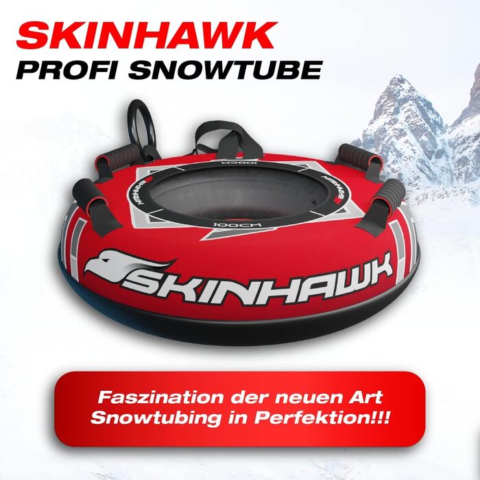 Шина для санчат SKINHAWK Profi SNOWTUBE Ø100 см червона з насосом 100 PSI