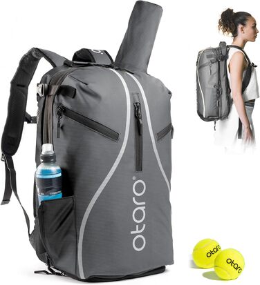 Рюкзак Otaro Tennis з відділенням для взуття Premium (Classic 32L PRO 42L) з окремим відділенням для взуття та захистом ракетки Тенісна сумка для жінок та чоловіків Унісекс PRO 42 л сірий світловідбиваючий