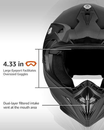 Мотокросовий шолом Yema YM-915 Fullface для ендуро, даунхілу, квадроцикла, MTB, BMX, сертифікат ECE, для дорослих чоловіків та жінок (M)