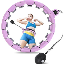 Вузлів Smart Hula Hoop Adult з ваговим м'ячем і ручками, Хула-хуп для схуднення, Фітнес-обруч з лічильником, Smart Fit Hoop XXL 60-128см, 16