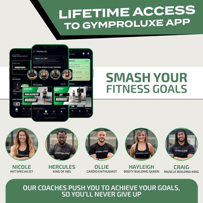 Gymproluxe Оригінальний портативний фітнес-набір – набір еспандерів 90,7 кг для домашнього тренування, чоловіків і жінок, універсальний фітнес-тренажер і пілатес-стик