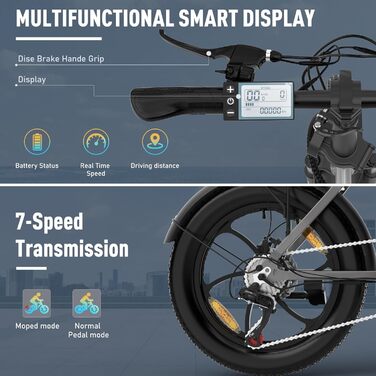 Електровелосипед HITWAY E-Bike20 Fat Tire, 12 Ач, 35-90 км, 7 передач