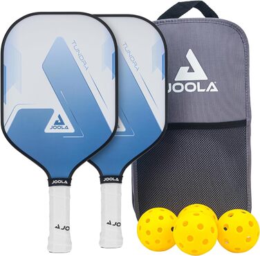 Набір JOOLA Pickleball Blue Lightning Включає 2 ракетки, 4 м'ячі та сумку, ідеально підходить для рекреаційних гравців синя тундра з 7 предметів