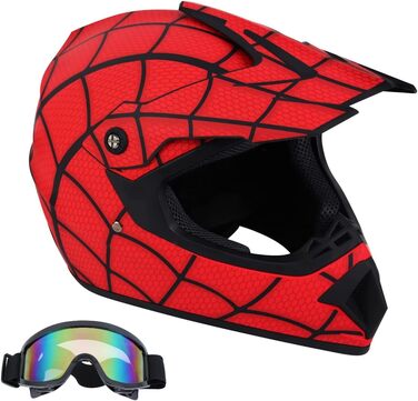 Дитячий мотокросовий шолом Senhill Spiderman, повнолицевий, DOT, з окулярами, для мотоцикла, велосипеда, унісекс