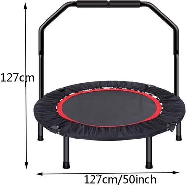 Розбірний міні-батут Rebounder з кермом, для дорослих / тренувань у приміщенні / кардіо тренувань / схуднення, батут 40/48/50 дюймів у приміщенні style2 50 дюймів