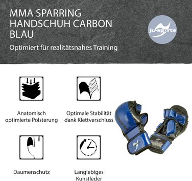 Рукавички Ju-Sports MMA Carbon Blue, PU, захист пальця та кістки XL