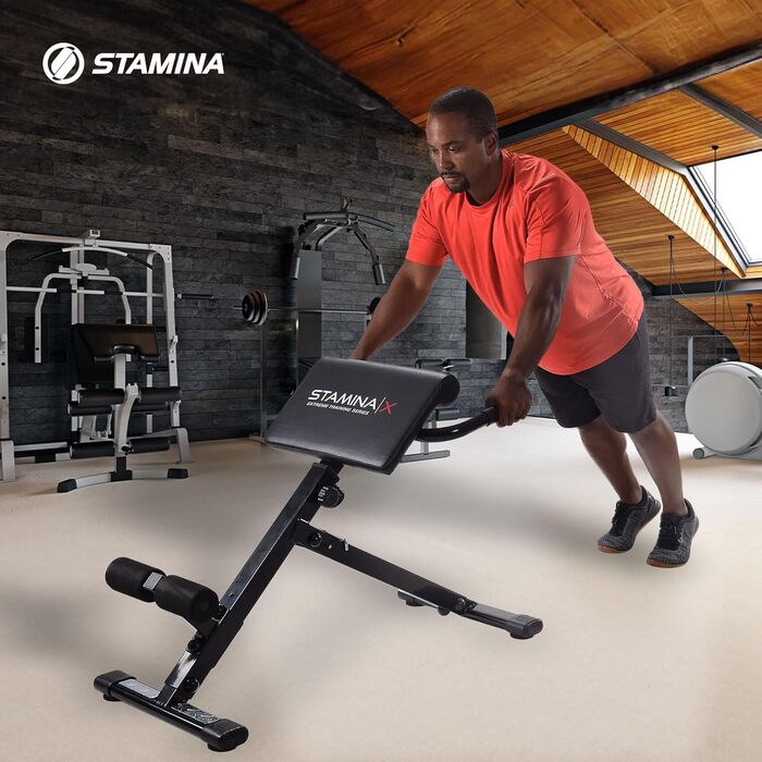 Скам'я для гіперекстензії Stamina X, регульована, для пресу, спини та корпусу, фітнес, тренування вдома