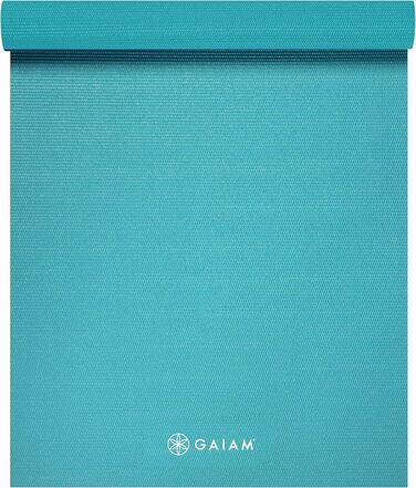 Однотонний килимок для йоги Gaiam, нековзний килимок для вправ і фітнесу для всіх видів йоги, пілатесу та вправ на підлозі товщиною 68 дюймів Д x 24 дюйми Ш x 6 мм (світло-блакитний, товщиною 68 дюймів Д x 24 дюйми Ш x 5 мм)