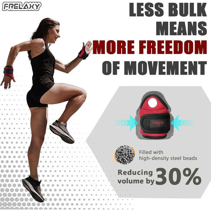 Обважнювачі для зап'ясть Frelaxy з петлею для великого пальця, 2 x 0,9 кг та 2 x 1,4 кг, для бігу, йоги, фітнесу та тренувань
