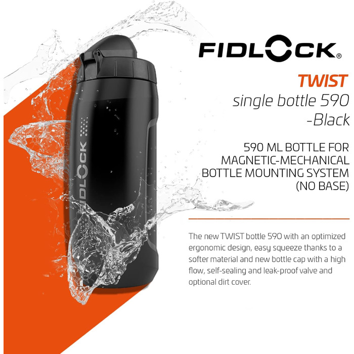 Пляшка для води Fidlock з коннектором Twist Gr. (чорна, 590 мл)