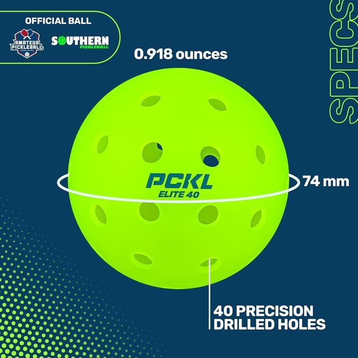 Еліт-40 Піклболи Турнірний м'яч 4 пак Схвалено США Pickleball