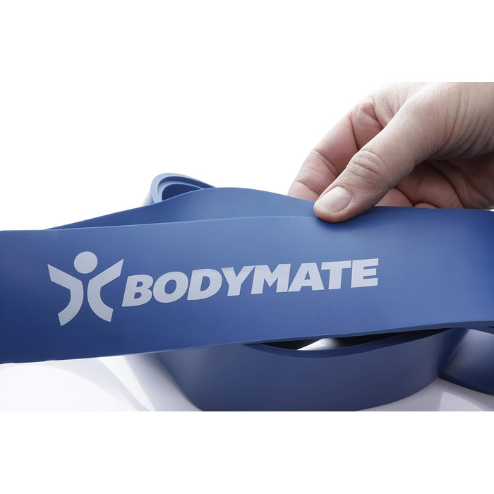 Фітнес-гумка BODYMATE 208 см, еластична стрічка опору з натурального латексу, тренує силу, витривалість, координацію, гнучкість і багато іншого, для початківців і професіоналів 5. X-STRONG-BLUE 6,2 см (опір 28-80 КГ)