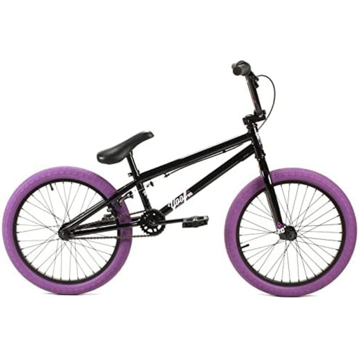 Повний велосипед для фрістайлу Jet BMX Yoof 20 (глянцевий чорний з фіолетовими шинами)