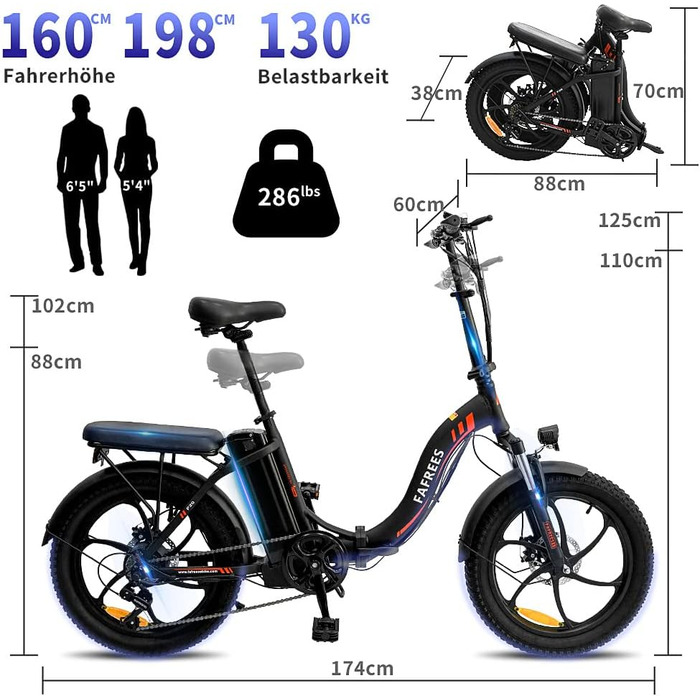 Електровелосипед Fafrees F20 Fatbike, червоний, 36В 16Ач, 250Вт, 25км/год