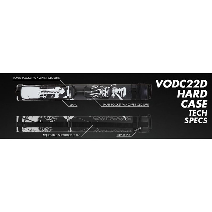 VOODOO VODC22D Овальний жорсткий кейс для більярдного кия, делюкс, 2x2