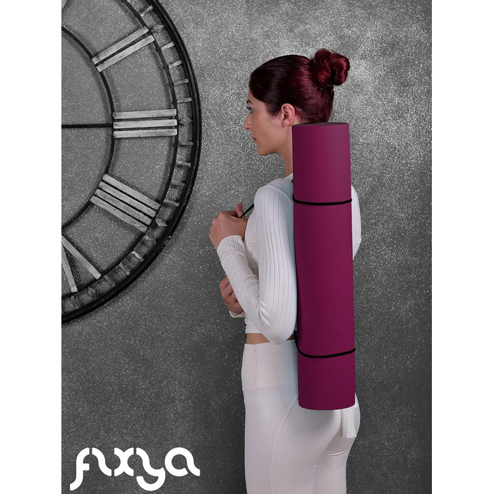 Килимок для тренувань FLXYA TPE Yoga Mat без фталатів 183 x 61 x 0,6 см, додатково з NBR Yoga Pad 25 x 61 x 1.5 см, не ковзає, подушки для фітнесу Подушка для коліна Подушка для йоги Килимок для занять спортом Пілатес малий ремінь для перенесення (баклажа