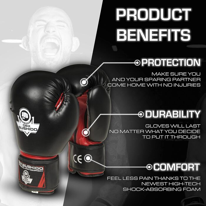 Боксерські рукавички DBX BUSHIDO SPORT ARB-407a для чоловіків, 8–16oz, для боксу і кікбоксингу