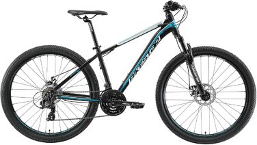 Алюмінієвий гірський велосипед BIKESTAR Hardtail Shimano 21 швидкісна передача, дискове гальмо 27,5 дюймові шини 14, 16, 18 дюймова рама Alu MTB СПРОБУЙТЕ 16-дюймовий кадр без ризику (16-дюймовий кадр, чорно-синій)