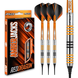 Професійні дротики Red Dragon Amberjack 3 Softip 18 г з оперенням та стрижнями для дартсу