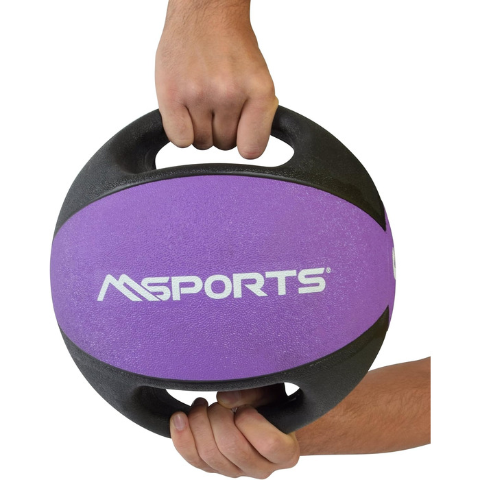 М'яч MSPORTS Med Ball Premium з ручками 1-10 кг (6 кг - фіолетовий)